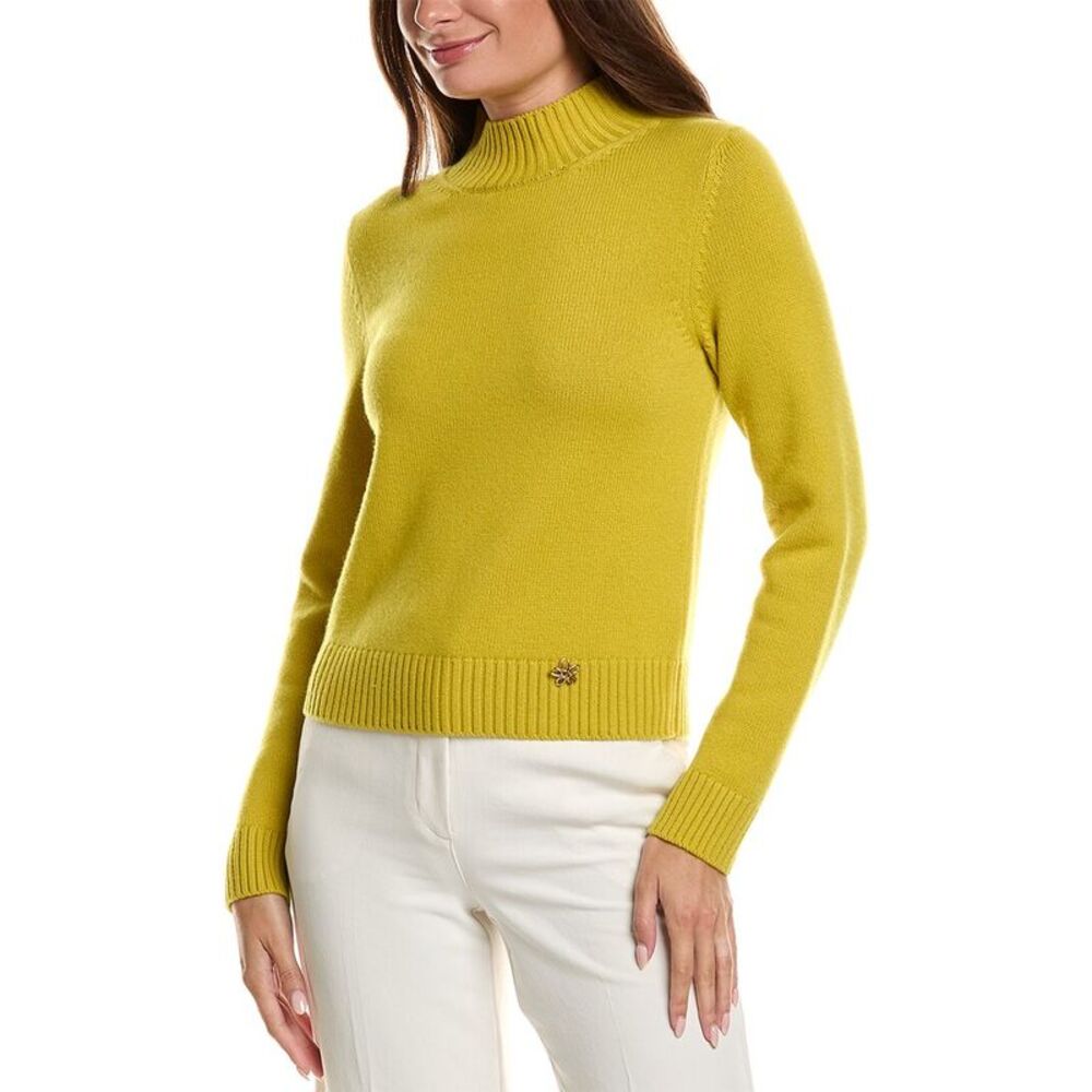 Oscar De La Renta Womens Mock Neck Cashmere Sweater
